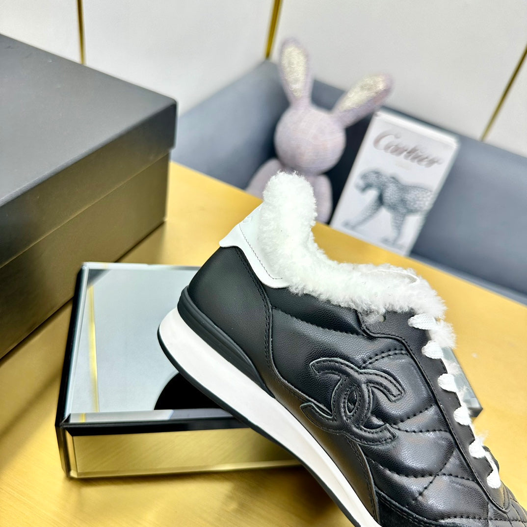 Chanel 2026 Quilted Shearling Sneakers Cowhide 986965