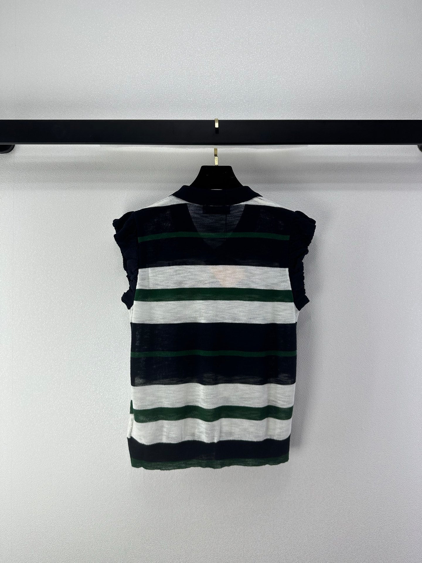 Miumiu 2026 Striped Polo Shirt Navy Blue Cotton 395629