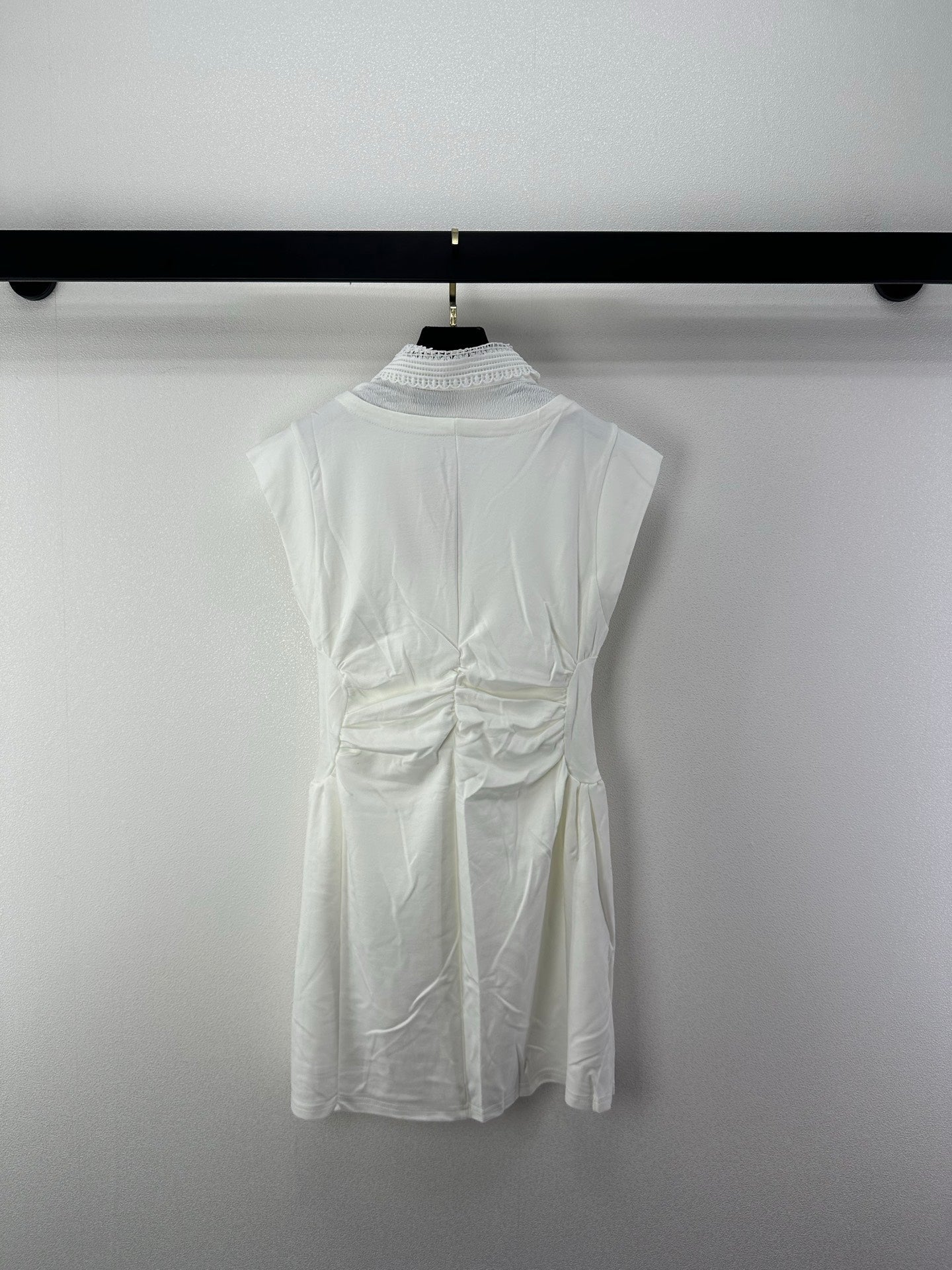 Miumiu 2026 Lace Short-sleeved Dress White Cotton 395700