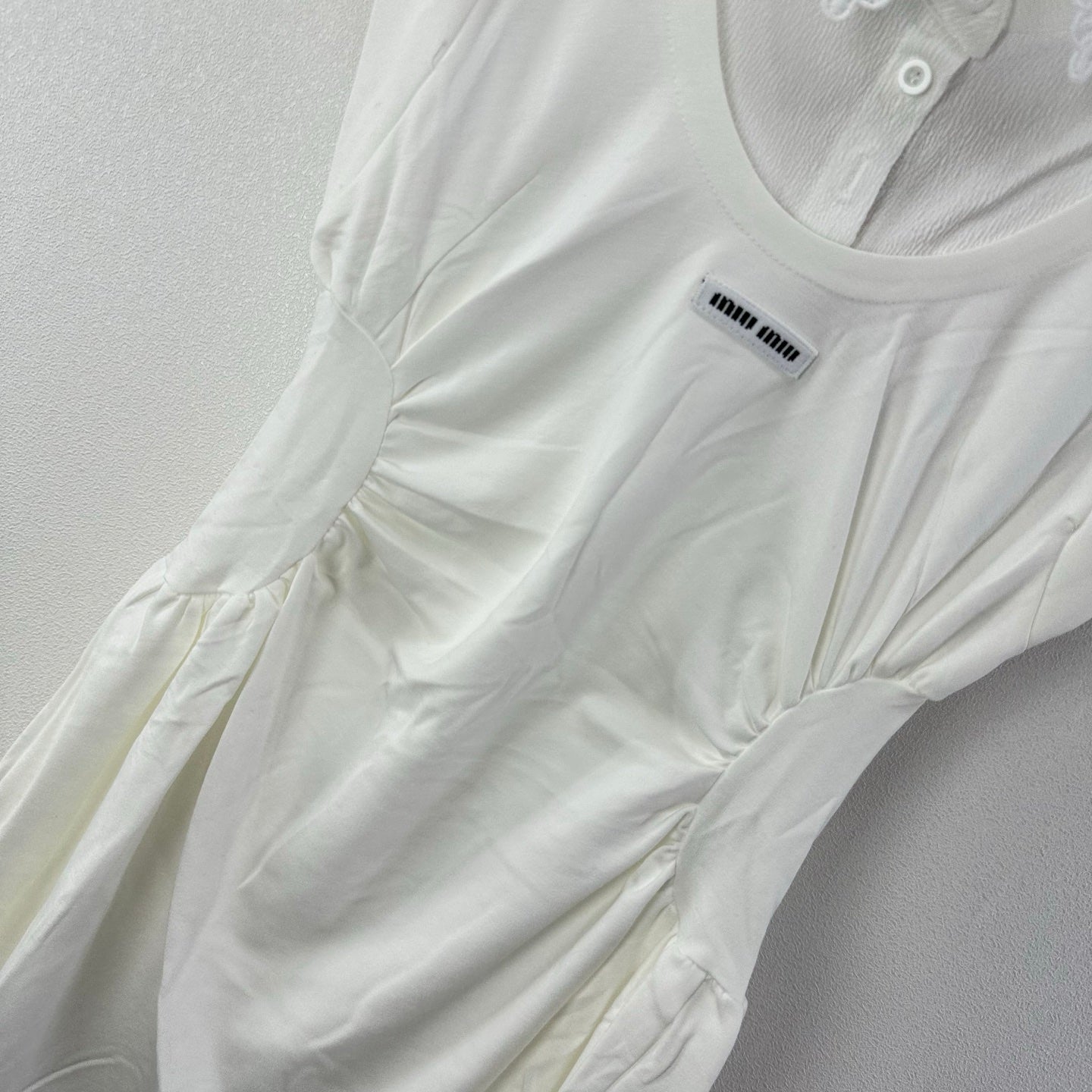 Miumiu 2026 Lace Short-sleeved Dress White Cotton 395700