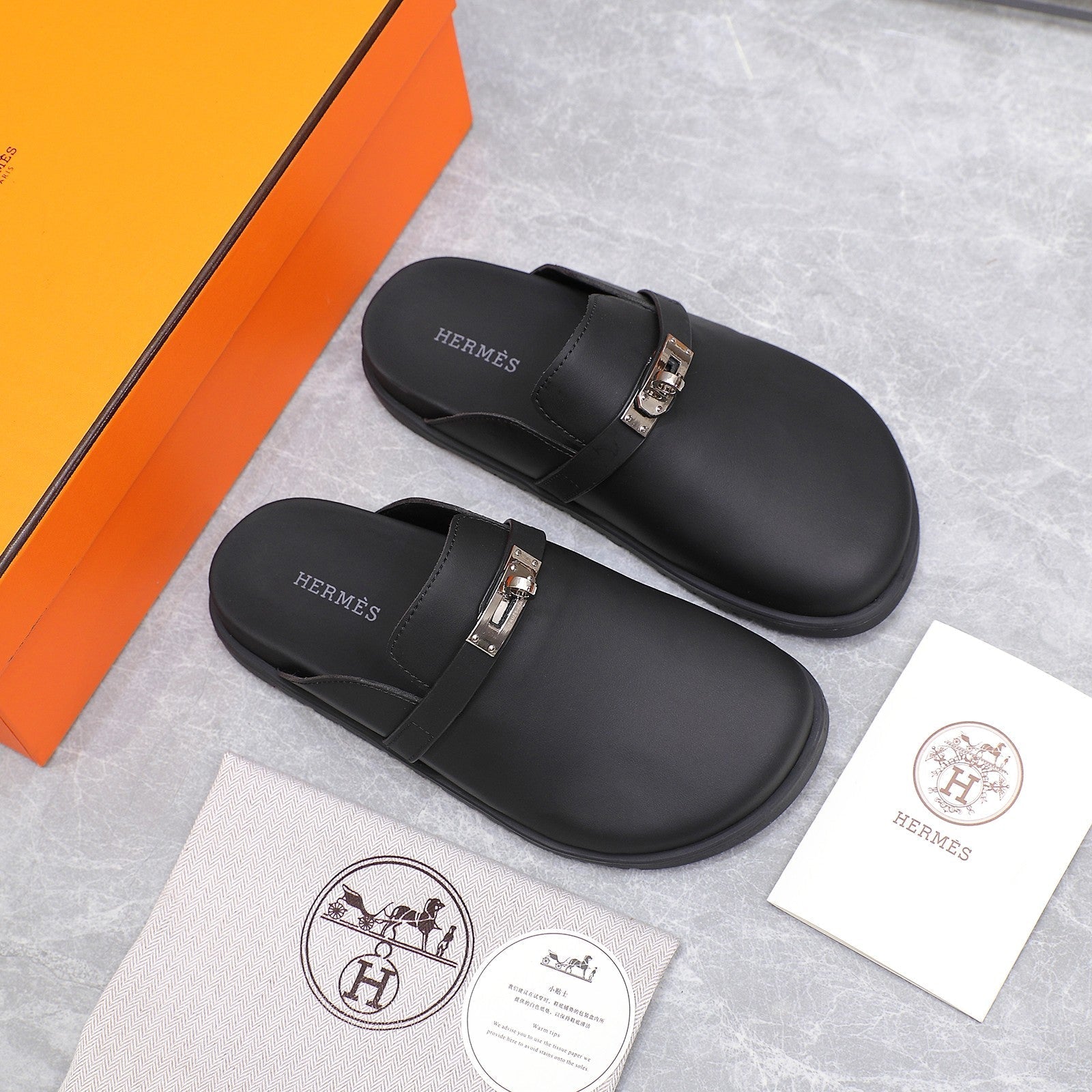 HM 25 Carlotta Mule Black Calfskin