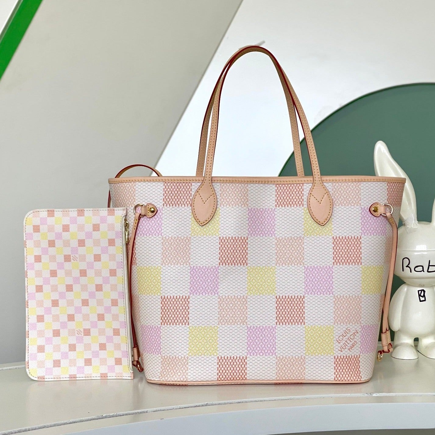 neverfull mm 31 peach damier coasted canvas