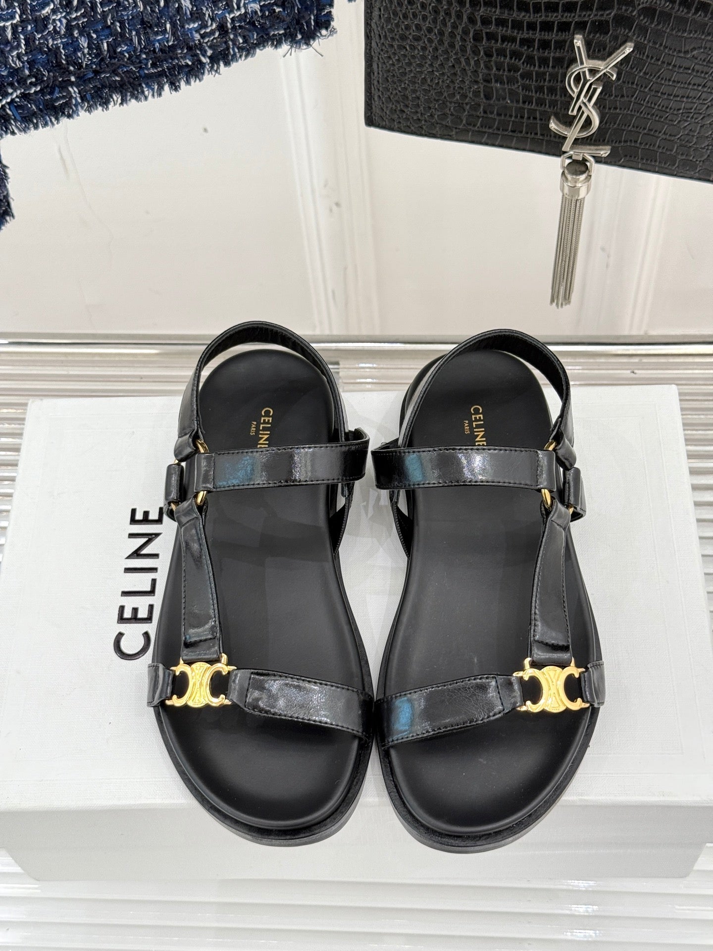 CELINE Maud Sandal Black Leather 285904