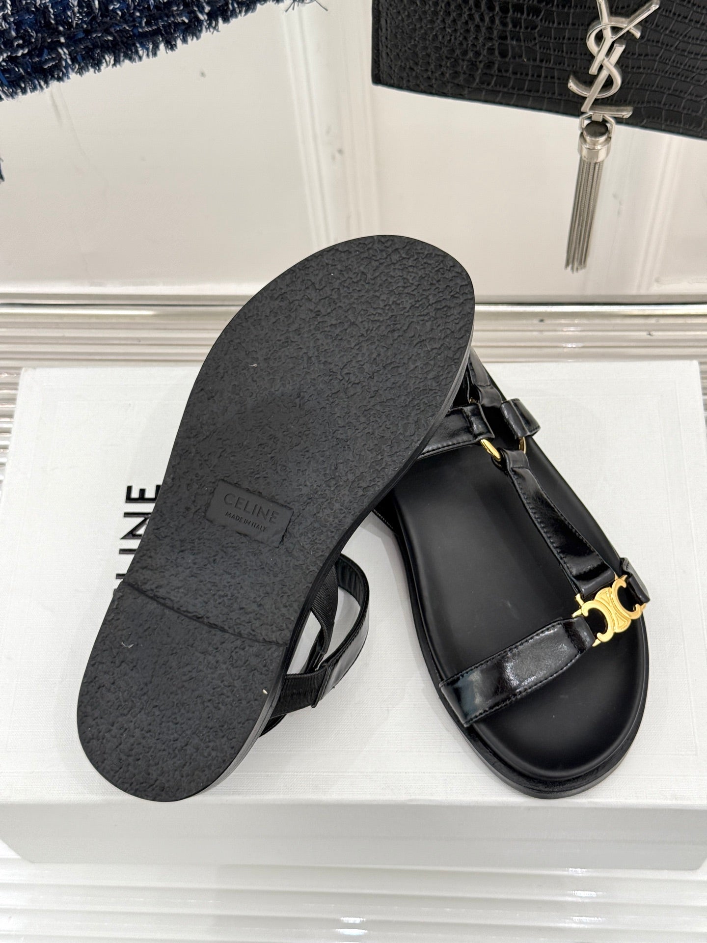 CELINE Maud Sandal Black Leather 285904