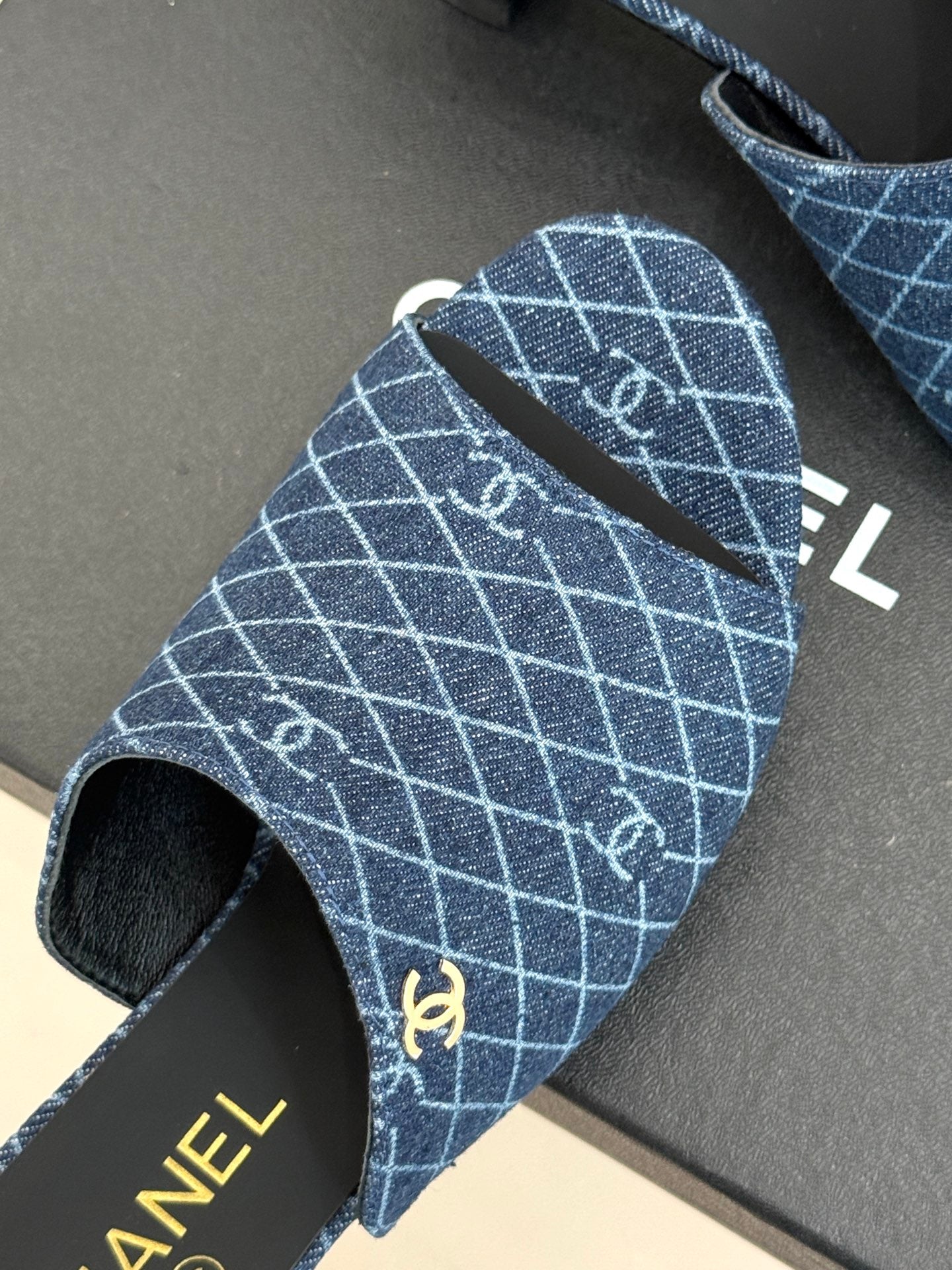 CC 26 Sandal Blue Denim Fabric Sheepskin 609964