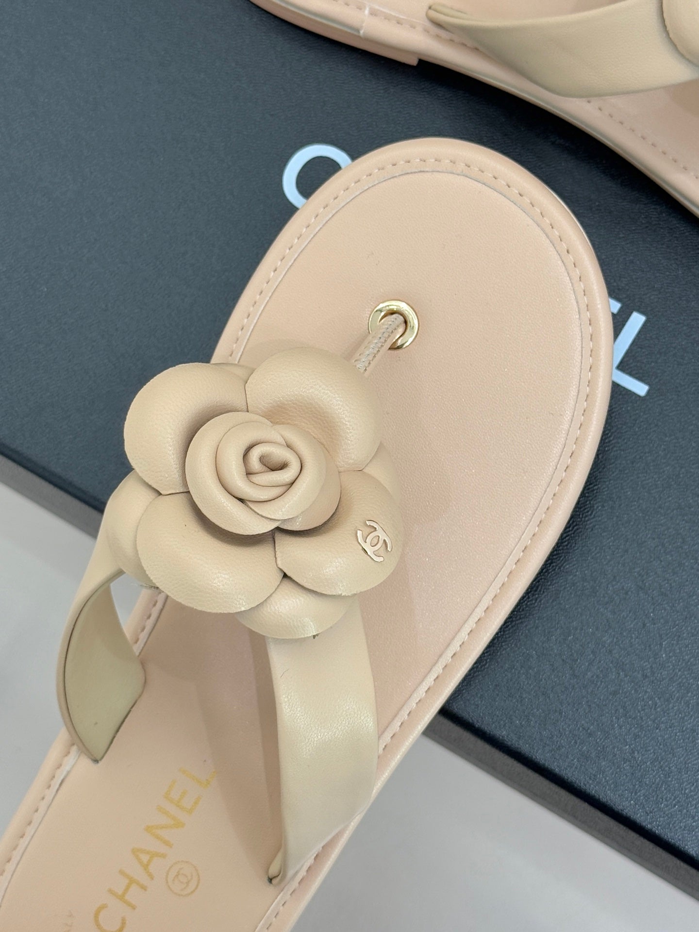 CC 26 Camellia Thong Sandal Beige Sheepskin 610001