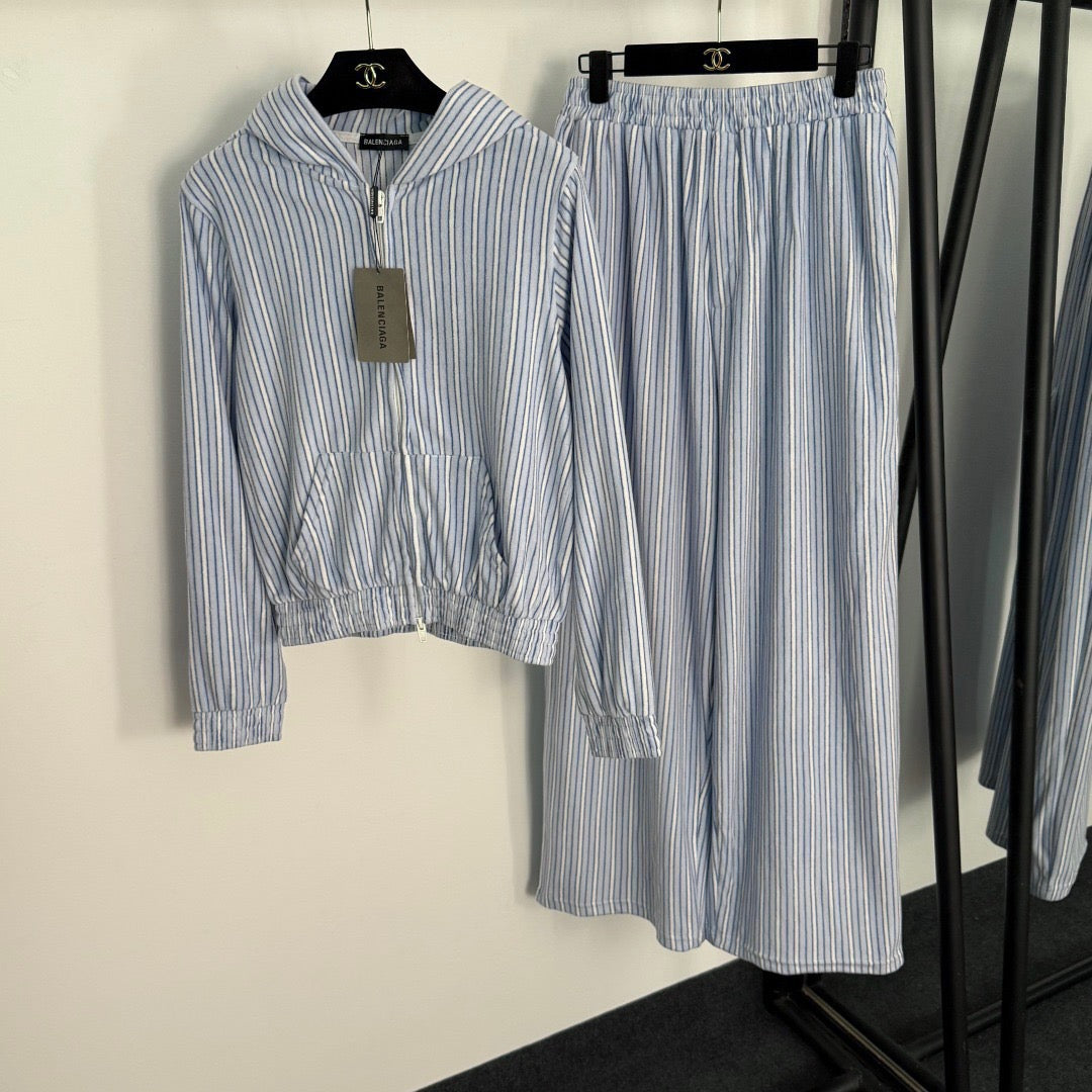 Balenciaga 25 Set Blue Striped Cotton 0047