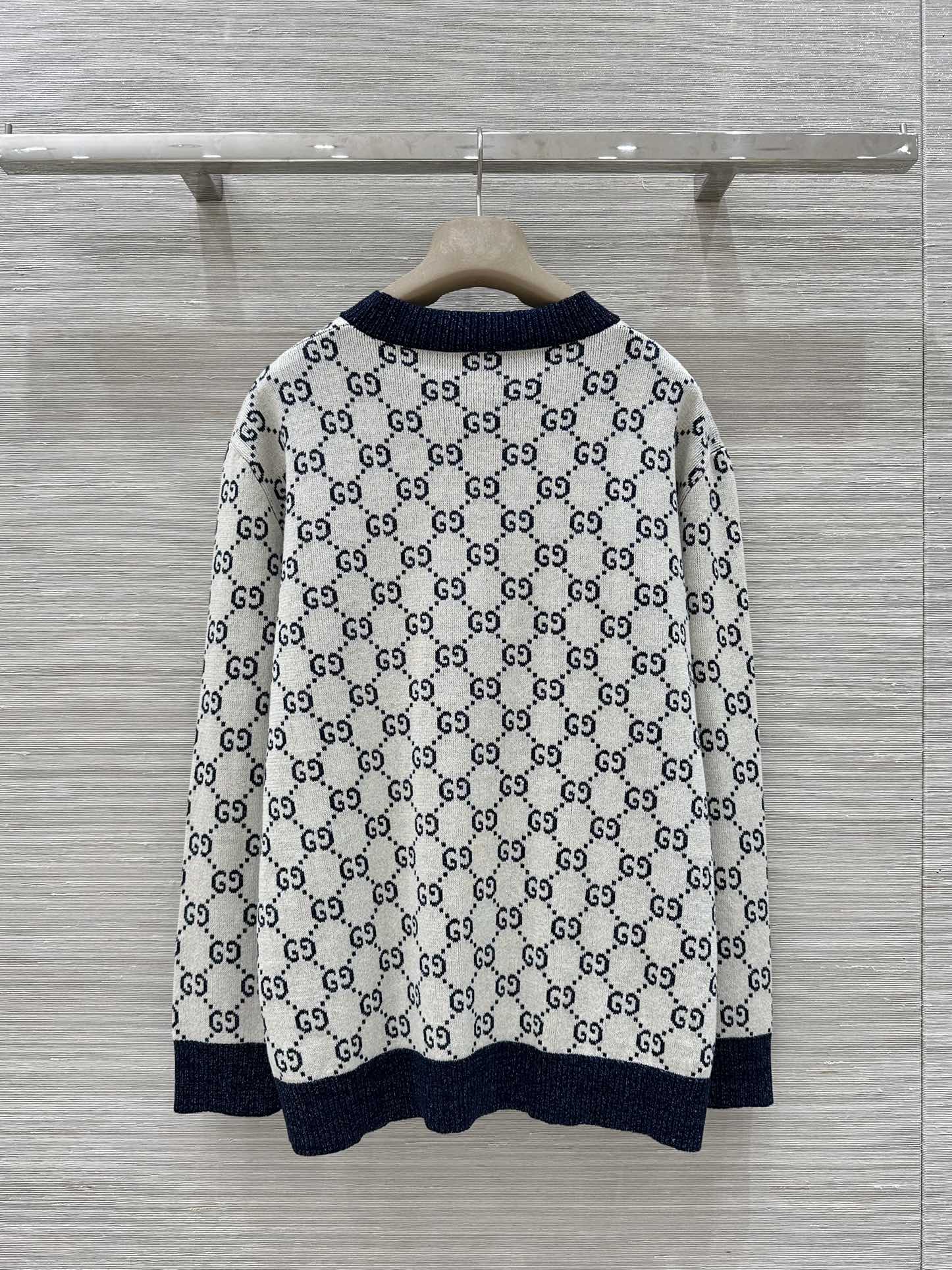 Gucci 2025 GG Cardigan Blue Gray Cotton