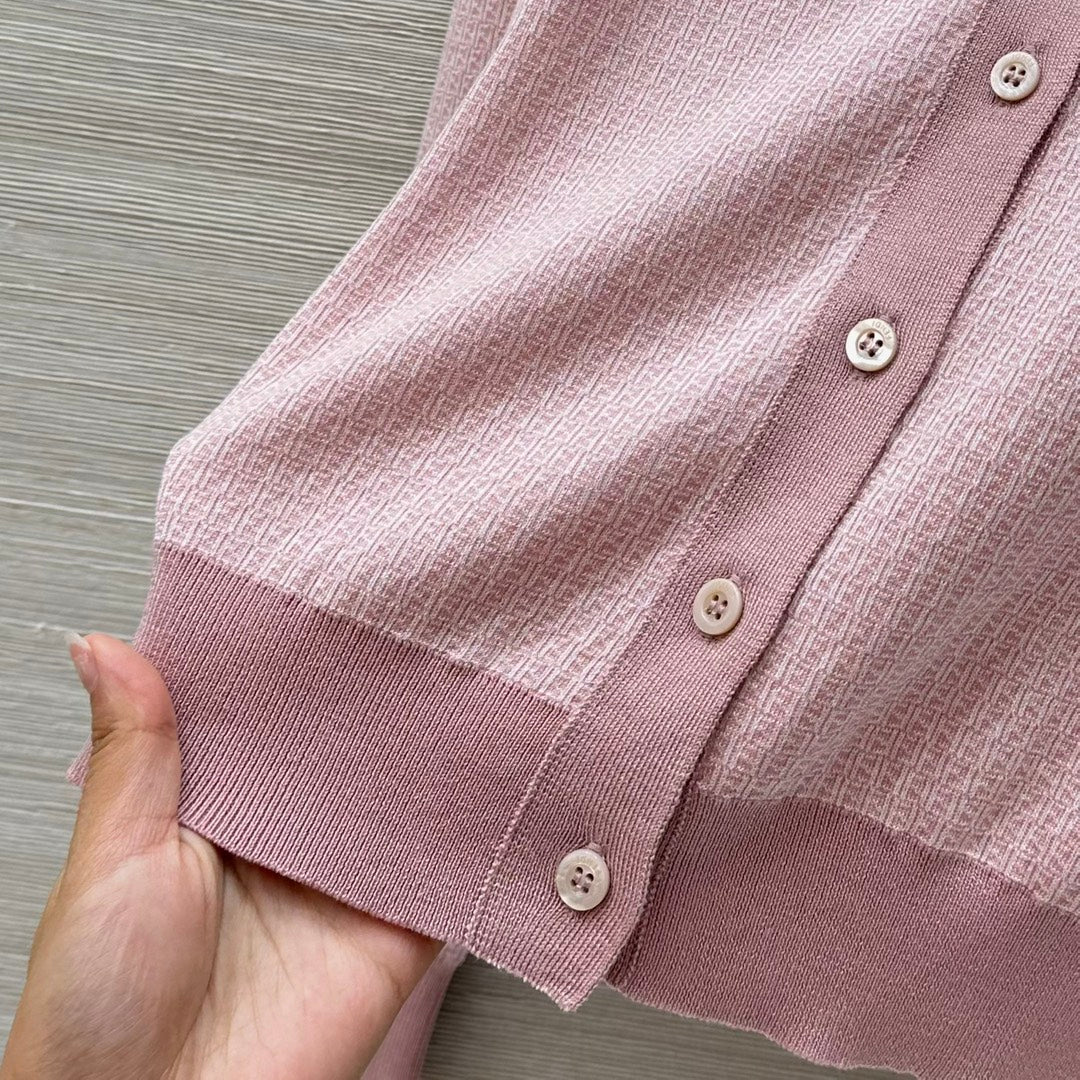 Fendi Knitted Cardigan Top Pink Wool