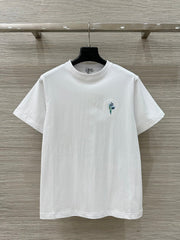Loewe Floral Embroidered Short-sleeved T-shirt White Cotton