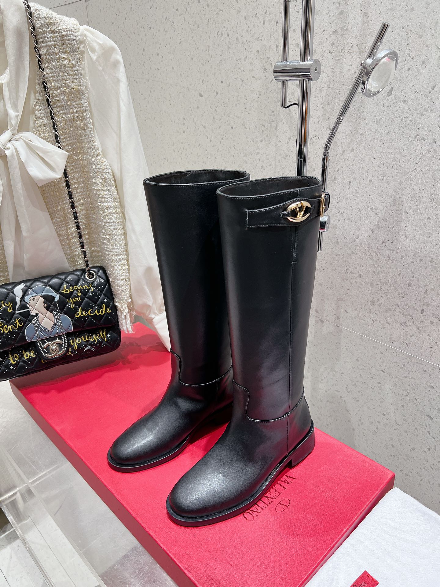 Valentino 2025 Garavani VLogo Boot Black Calfskin 554162