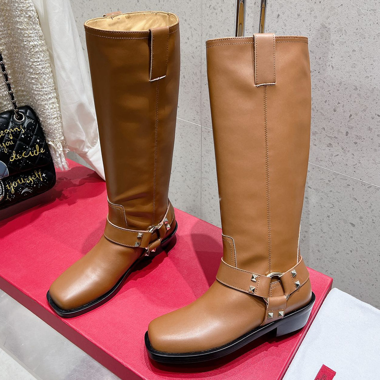 Valentino 2025 Biker High Boot Brown Calfskin 554164