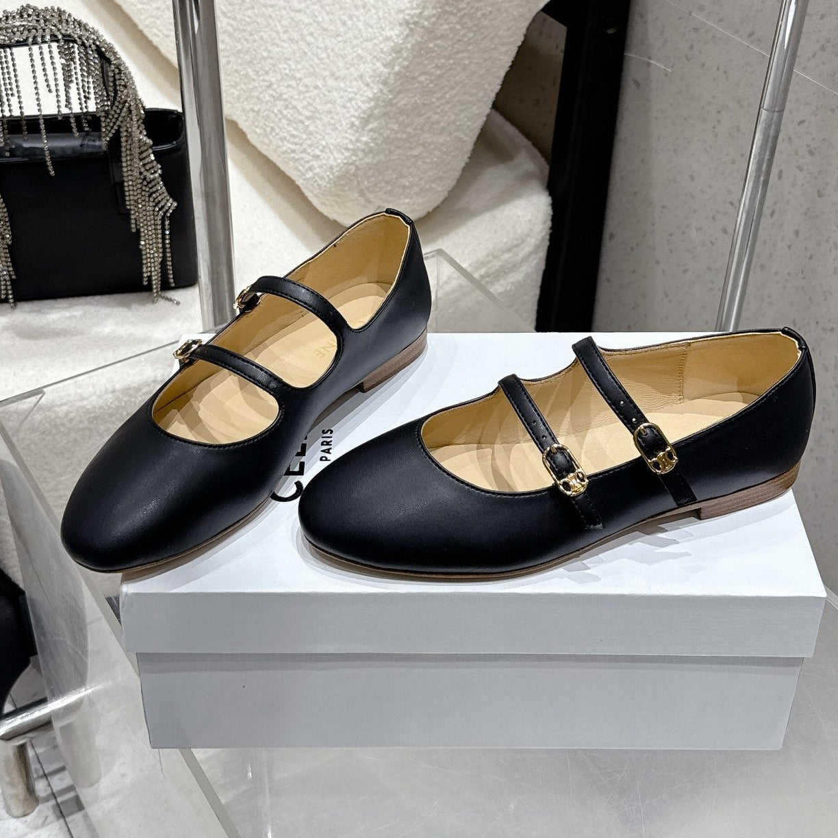 Celine 25 Ballet Flat Black Cowhide 554203