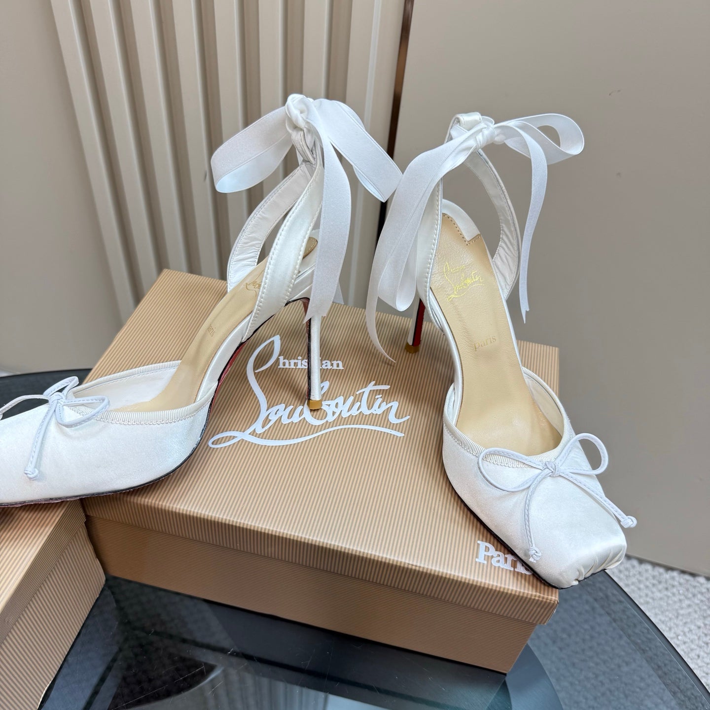 CL 25C Cassia Lace Up 100mm White Silk 215857