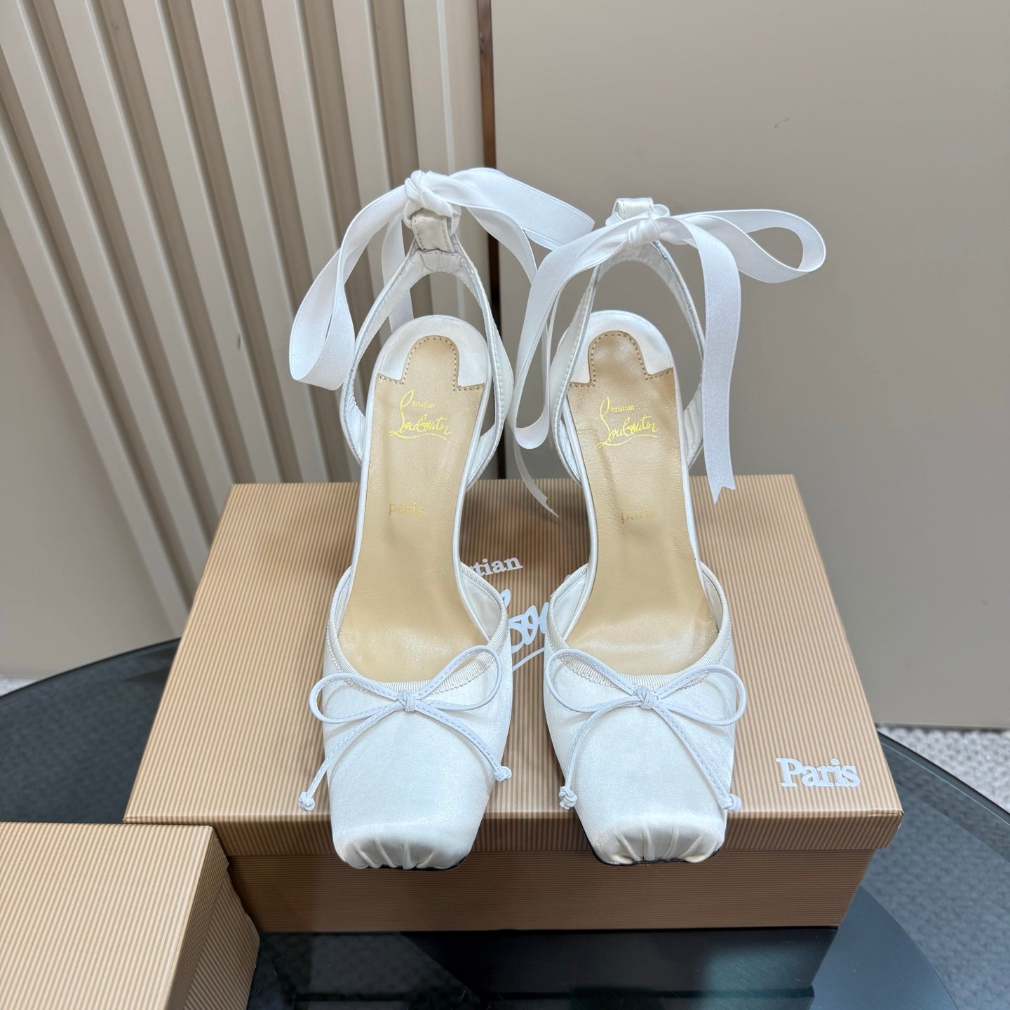 CL 25C Cassia Lace Up 100mm White Silk 215857