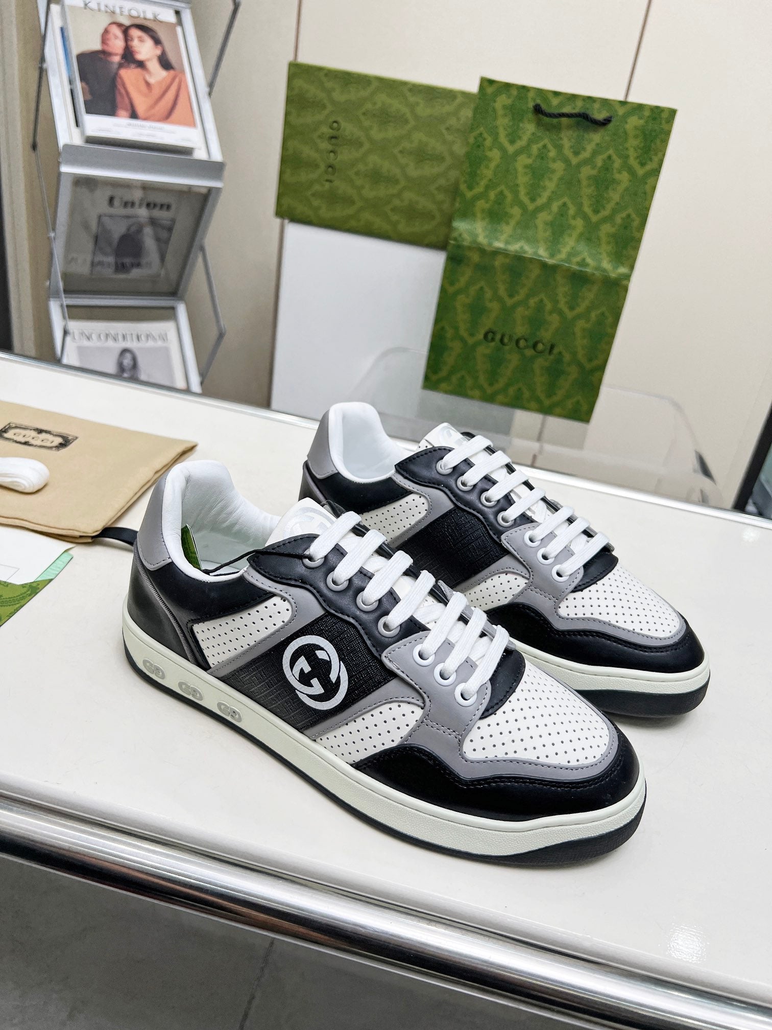 GG Men's MAC80 Sneaker White Black Cowhide 539519
