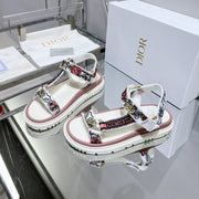 CD D-Wave Sandal In Colorful Mix White Cowhide 100759