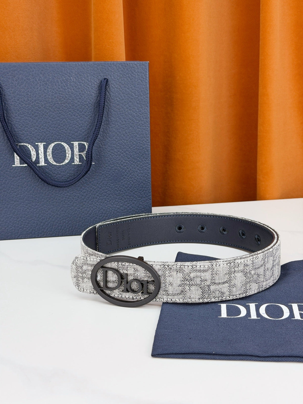 Dior 2026 Oblique Oval Logo Buckle Belt 35mm Canvas
