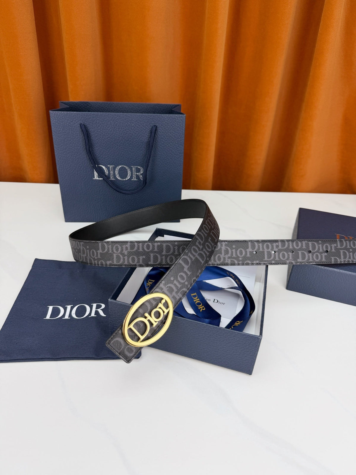 Dior 2026 Oblique Jacquard Belt 35mm Leather