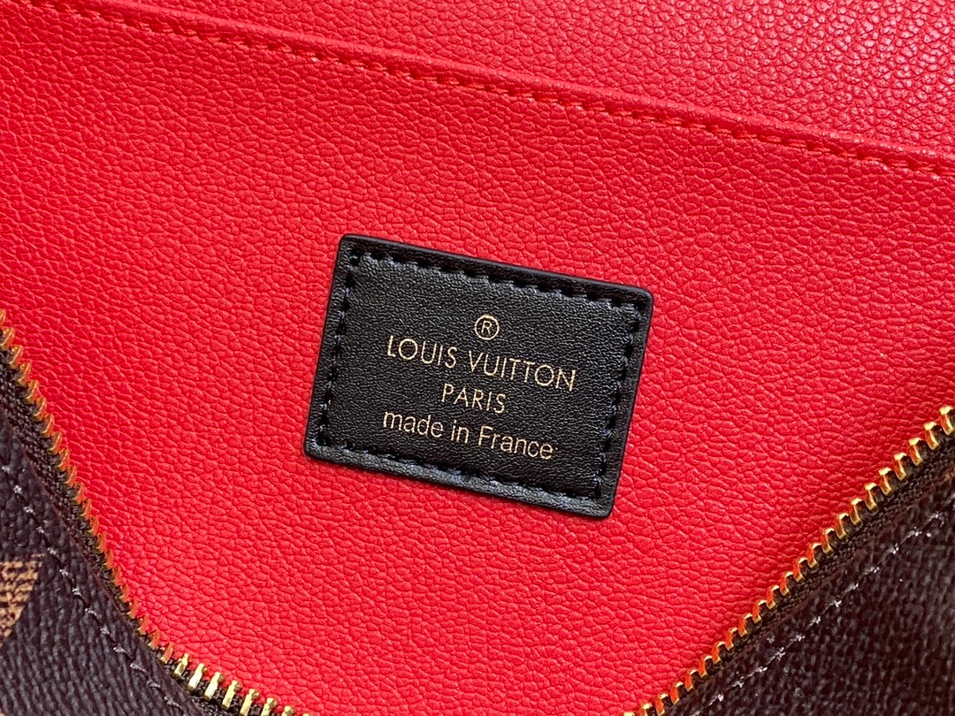 LV Nice BB Bag 24cm Brown Canvas Cowhide 320699