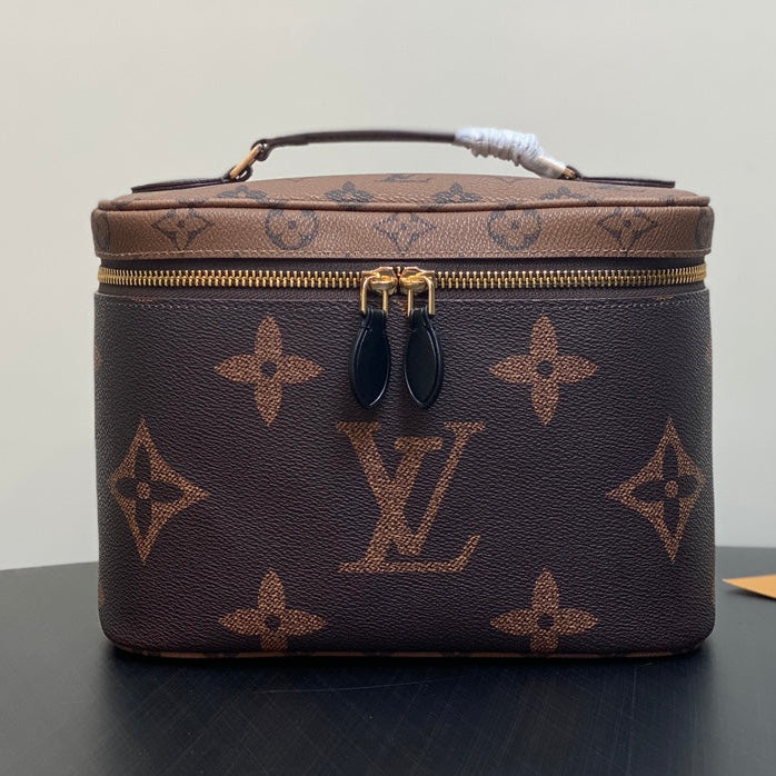LV Nice BB Bag 24cm Brown Canvas Cowhide 320699