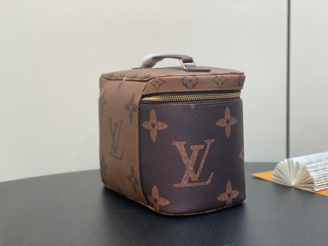 LV Nice BB Bag 24cm Brown Canvas Cowhide 320699