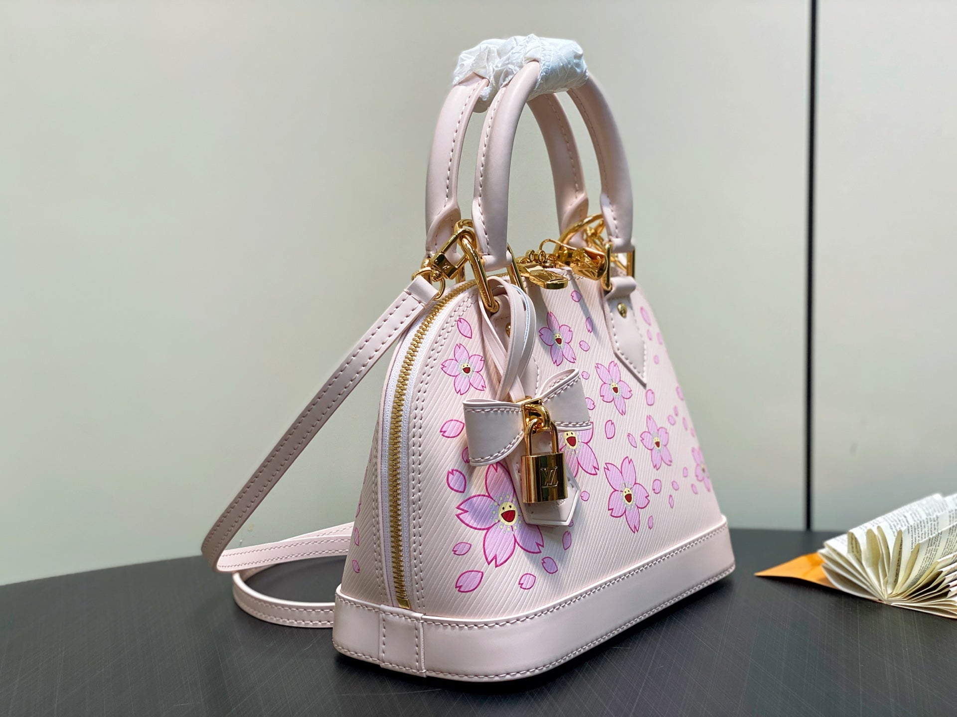 LV x TM Cherry Blossom Bag 23.5cm Pink Leather 334088