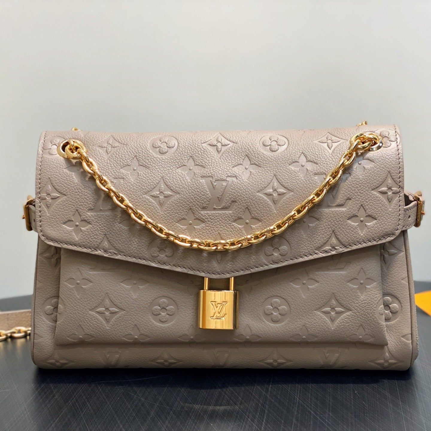 LV Anytime Flap Bag 29.5cm Dark Beige Calfskin