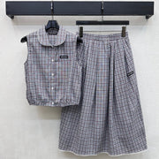 Miumiu 2026 Plaid Set Gray Cotton 410726