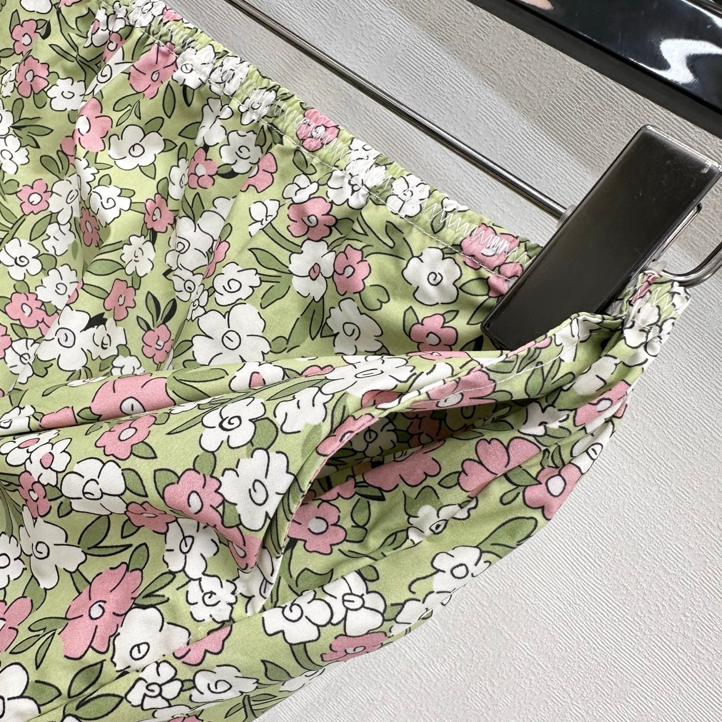 Miumiu 2026 Floral Lace-Trimmed Midi Skirt Green Pink Cotton 396669