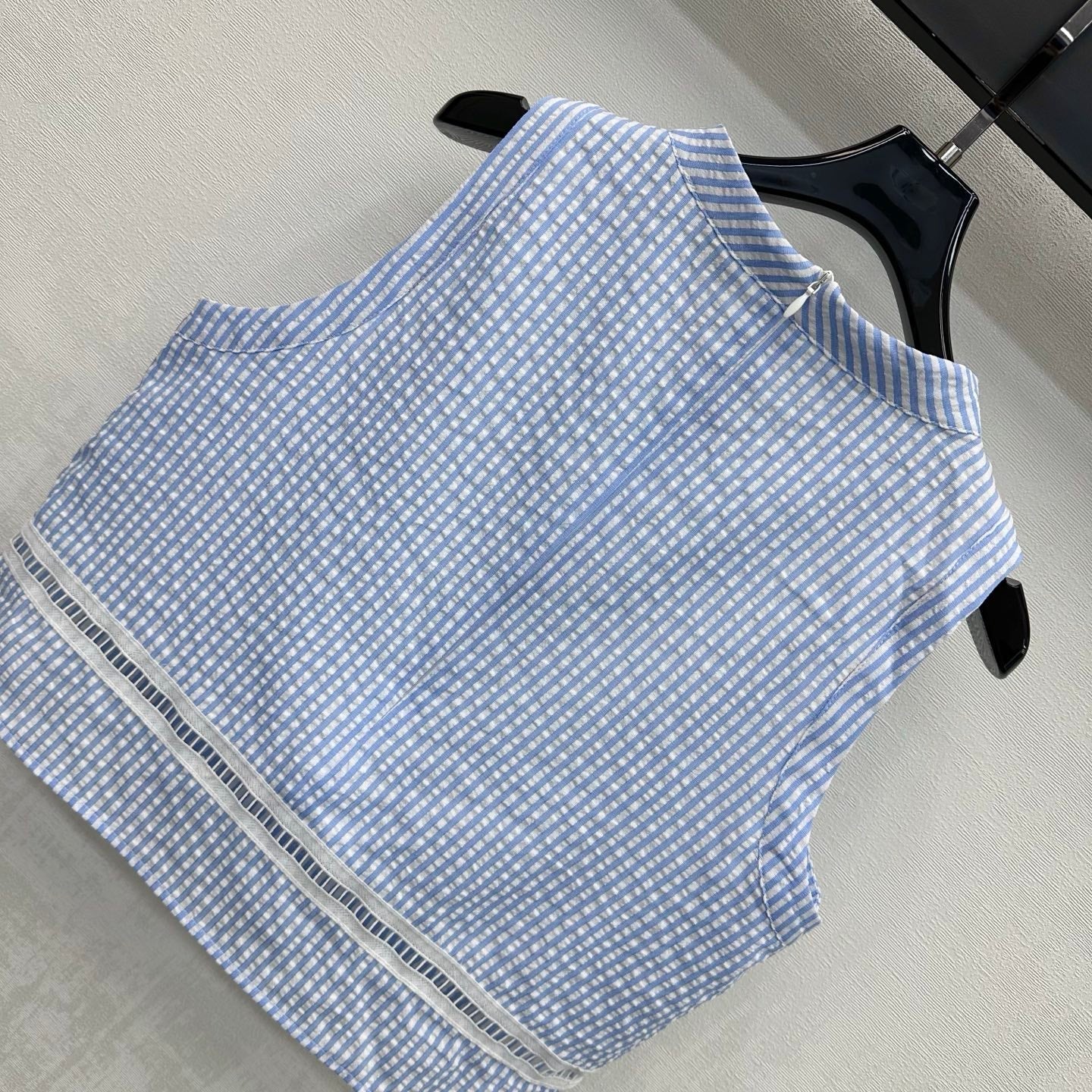Miumiu 2026 Striped Vest And Skirt Set Blue Cotton 558600