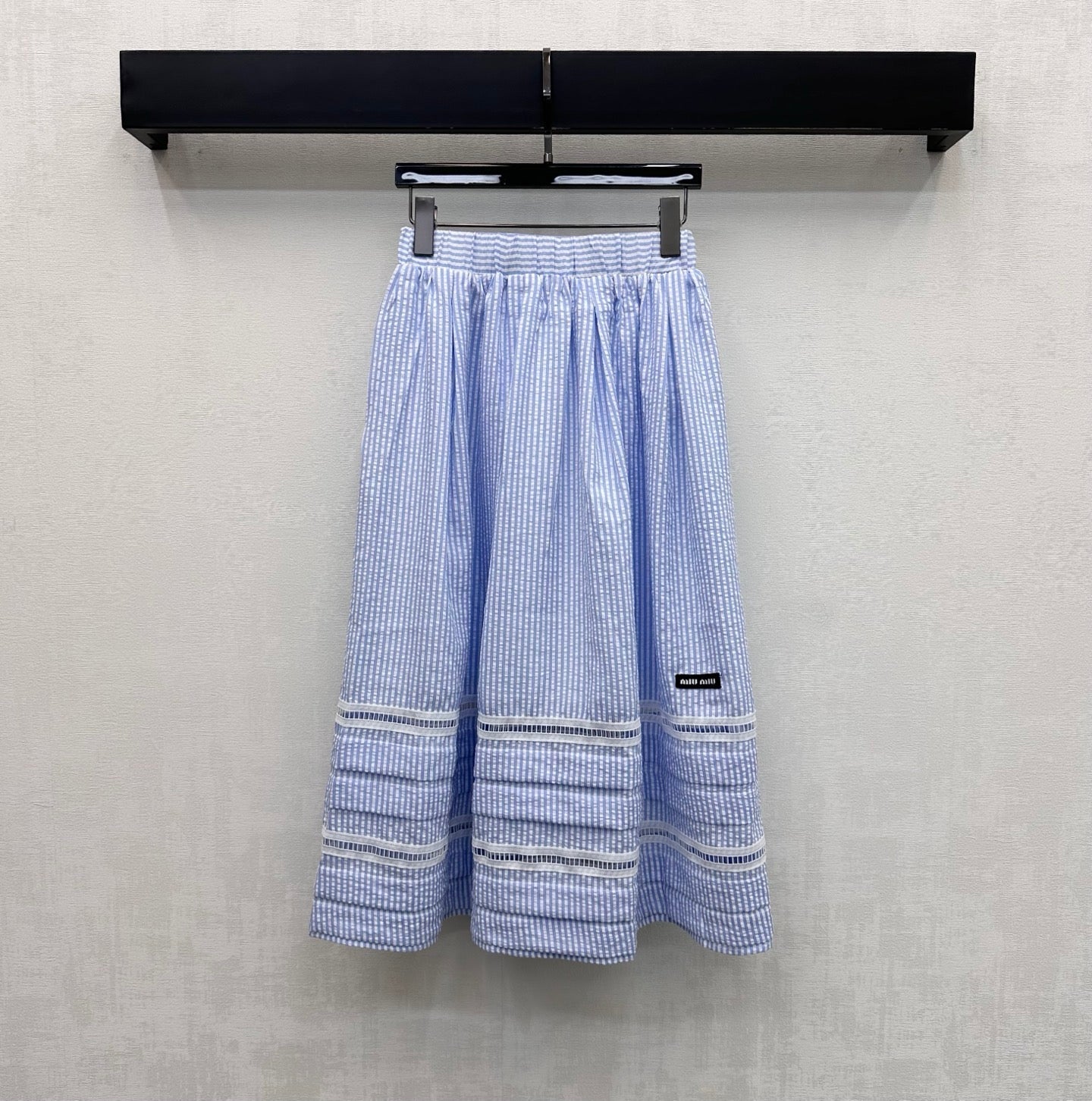 Miumiu 2026 Striped Vest And Skirt Set Blue Cotton 558600