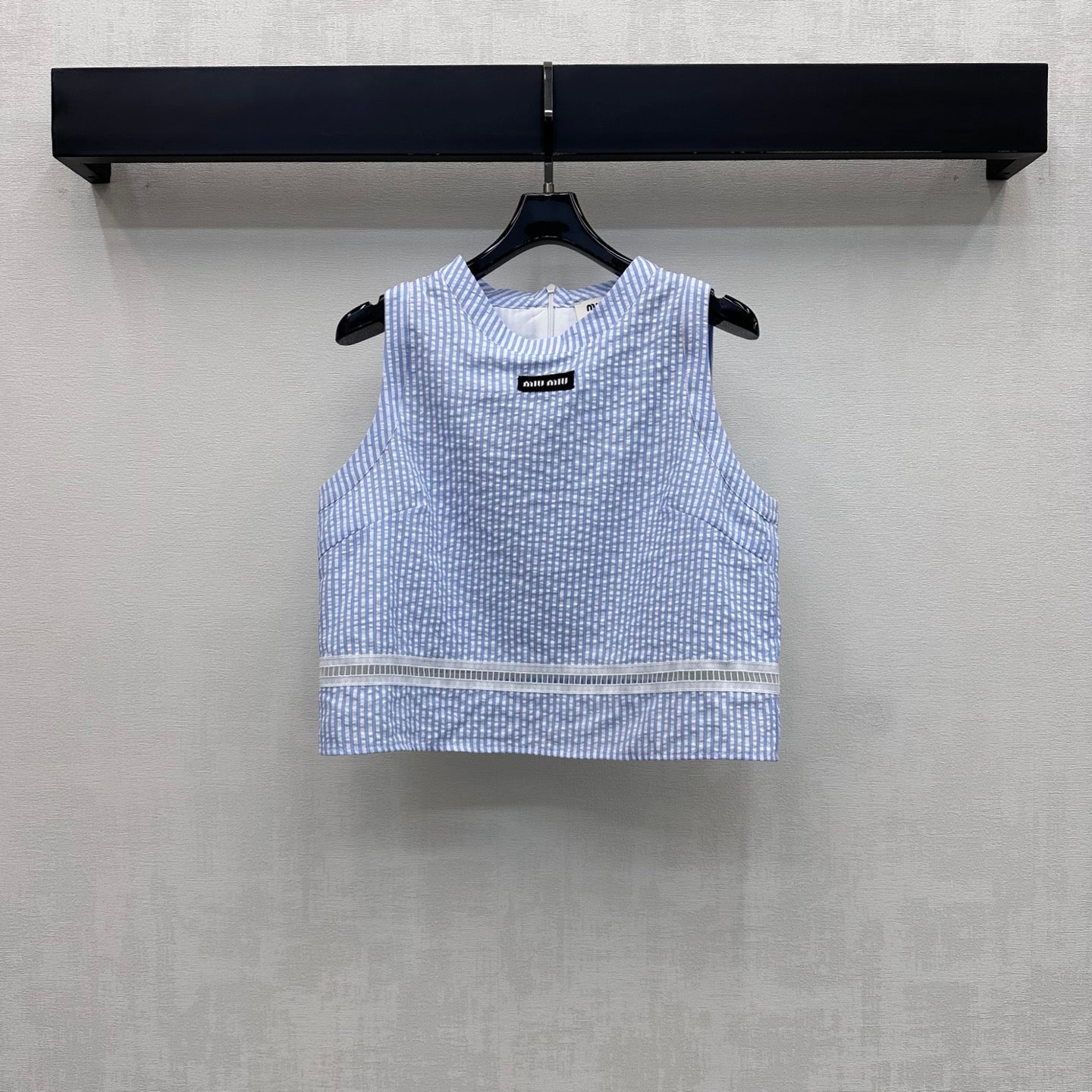 Miumiu 2026 Striped Vest And Skirt Set Blue Cotton 558600