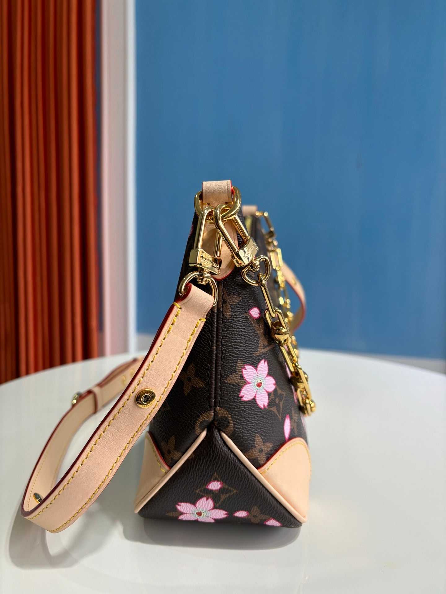 LV x TM Boulogne PM 29cm Sakura Brown Cherry Blossom Monogram Canvas