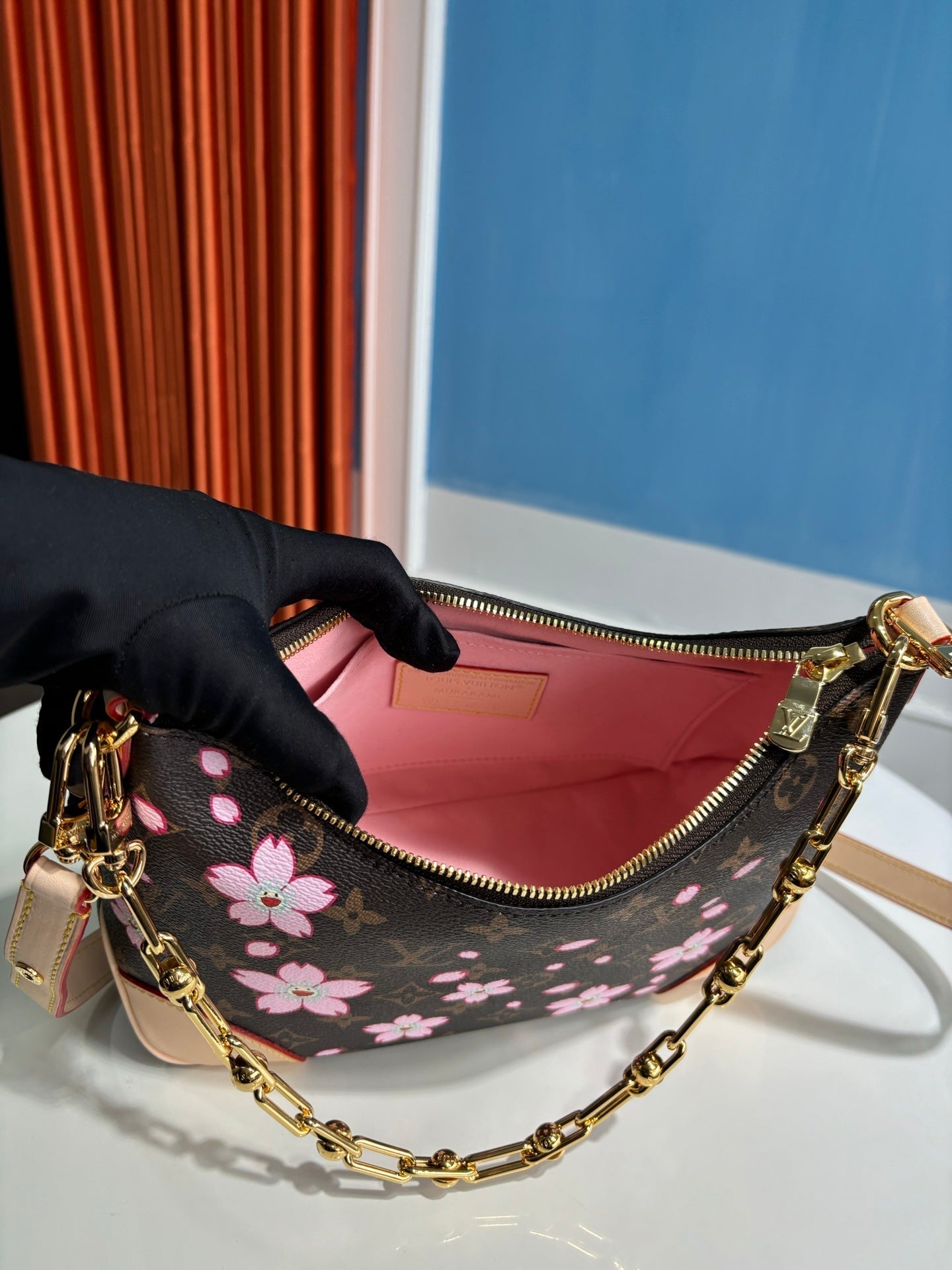 LV x TM Boulogne PM 29cm Sakura Brown Cherry Blossom Monogram Canvas