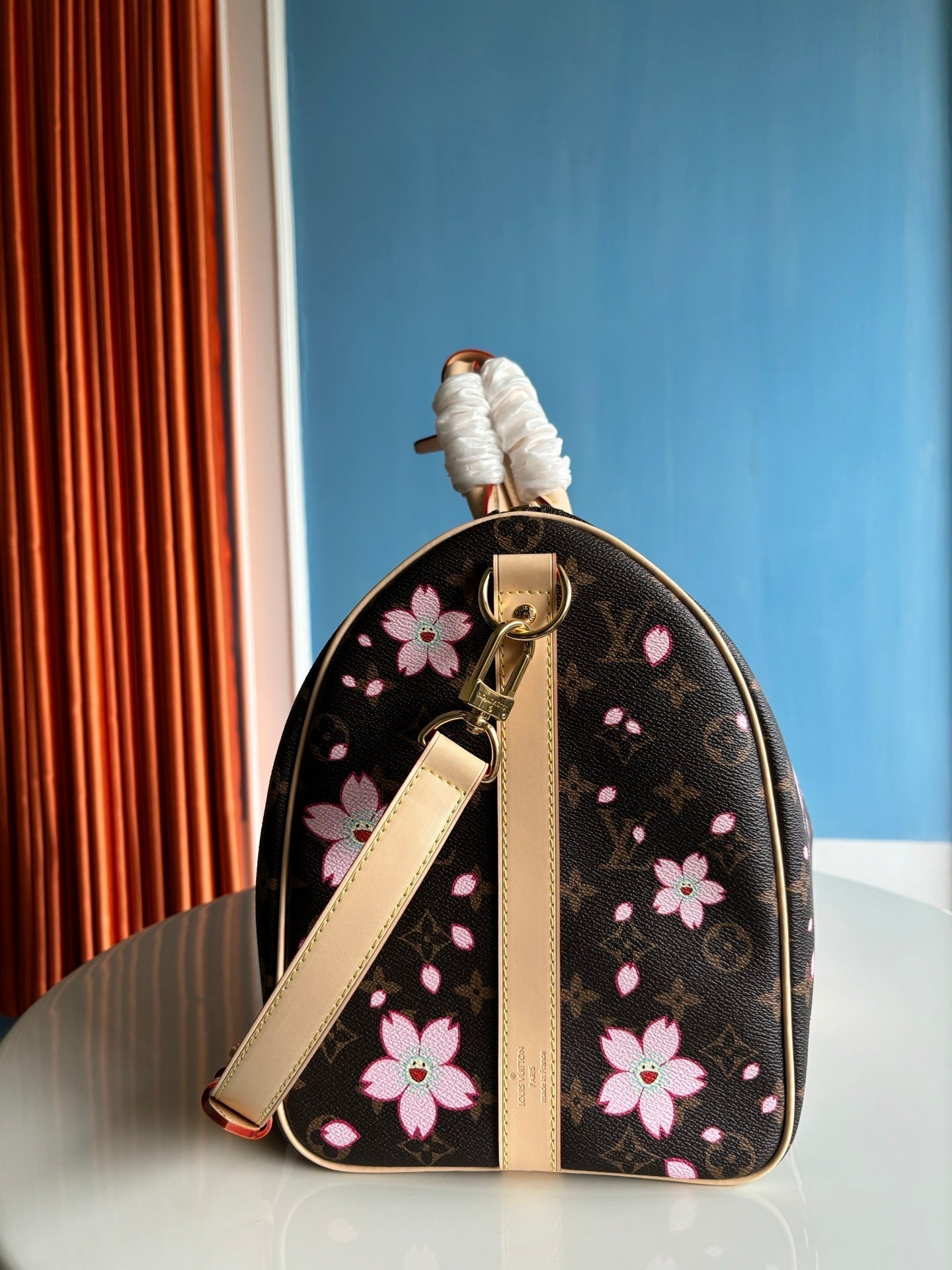 LV x TM Keepall Bandoulière 45cm Sakura Brown Monogram canvas