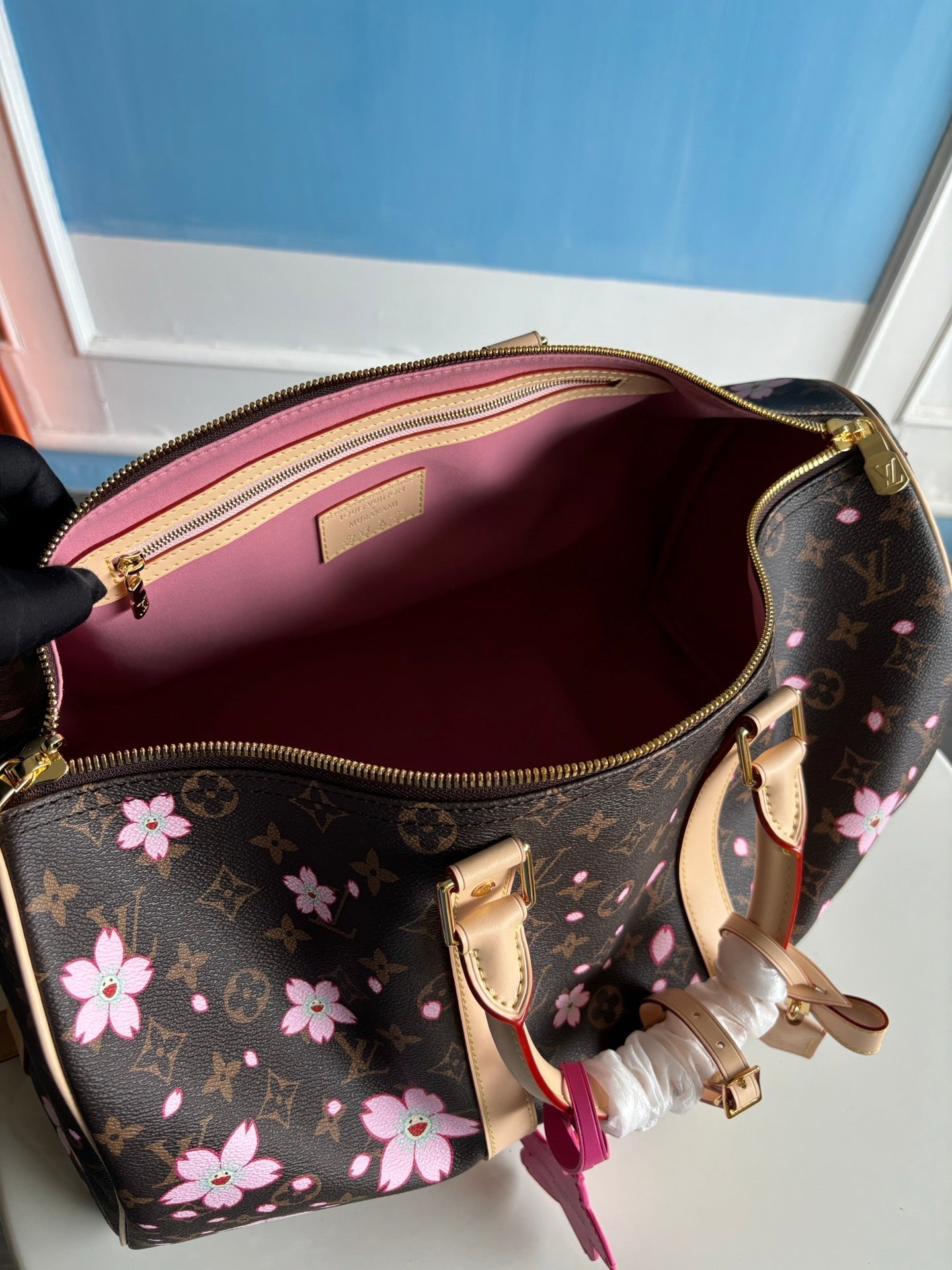 LV x TM Keepall Bandoulière 45cm Sakura Brown Monogram canvas