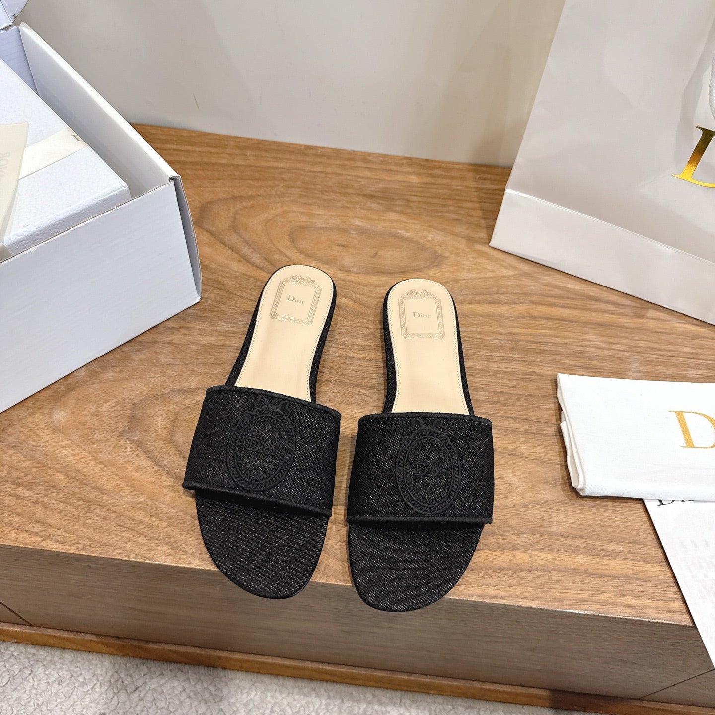 Dior 2026 Medaillon Slide Sandal Denim Leather 911151