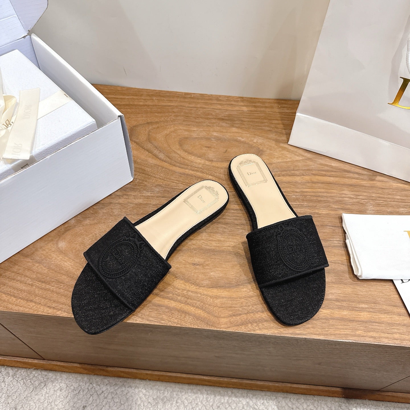 Dior 2026 Medaillon Slide Sandal Denim Leather 911151