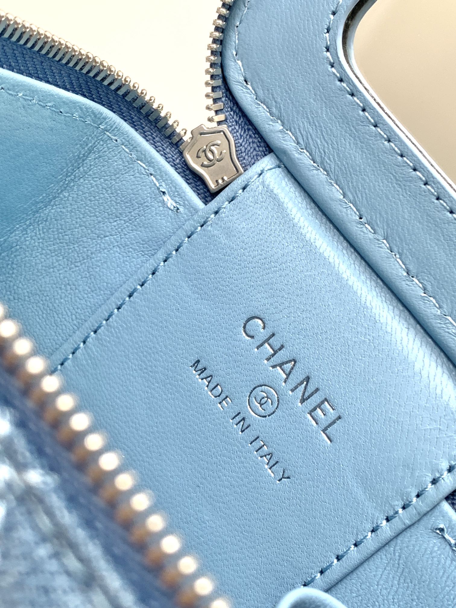 CC 24K Vanity 11cm Blue Denim Silver Hardware