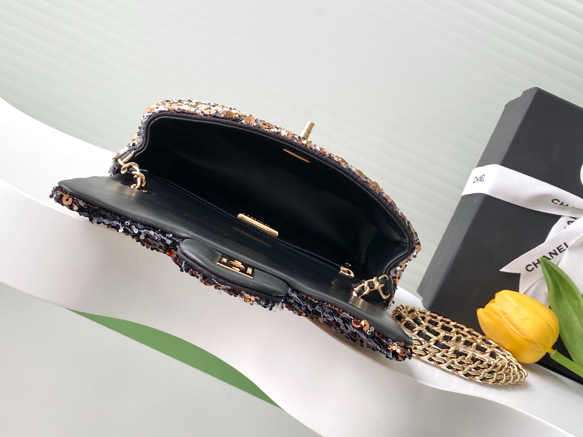 CC 25C Black Bronze Sequin Gold Hardware