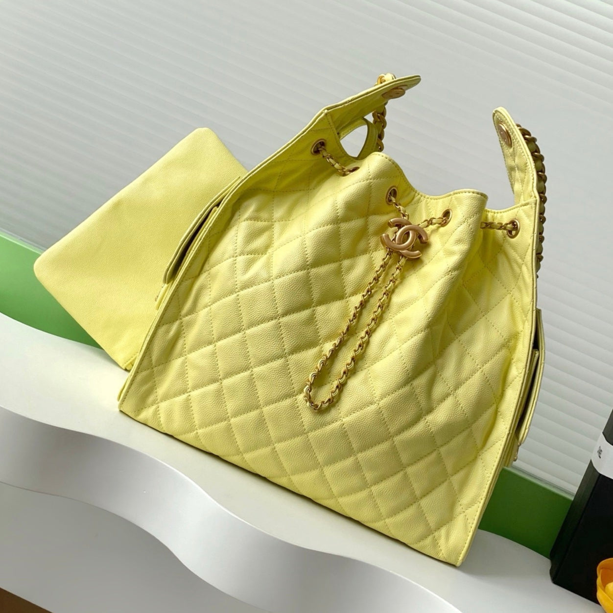 CC 25C Hobo Bags 40cm Lime Grained Calfskin