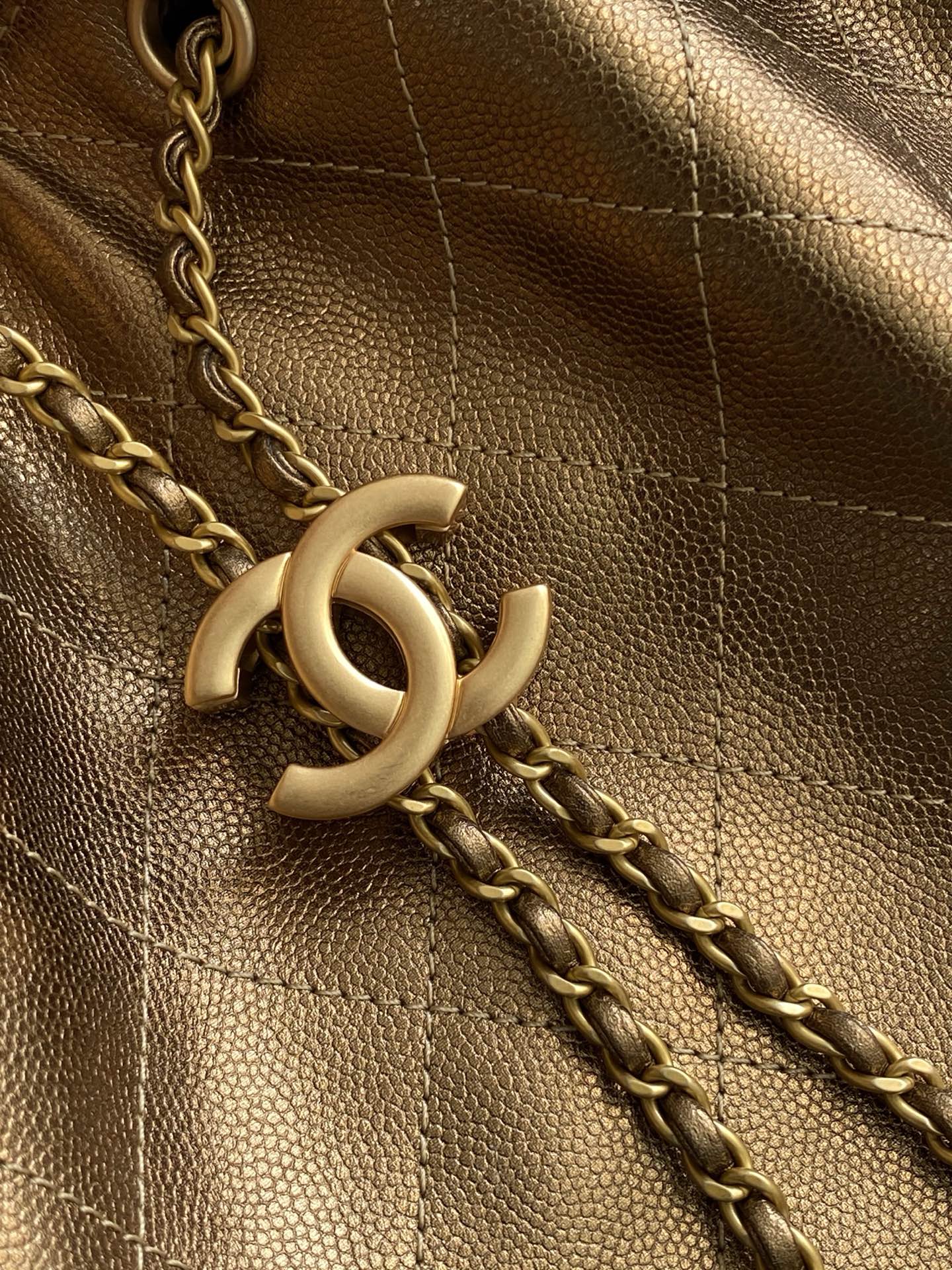 CC 25C Hobo Bags 40cm Bronze Metalic Grained Calfskin