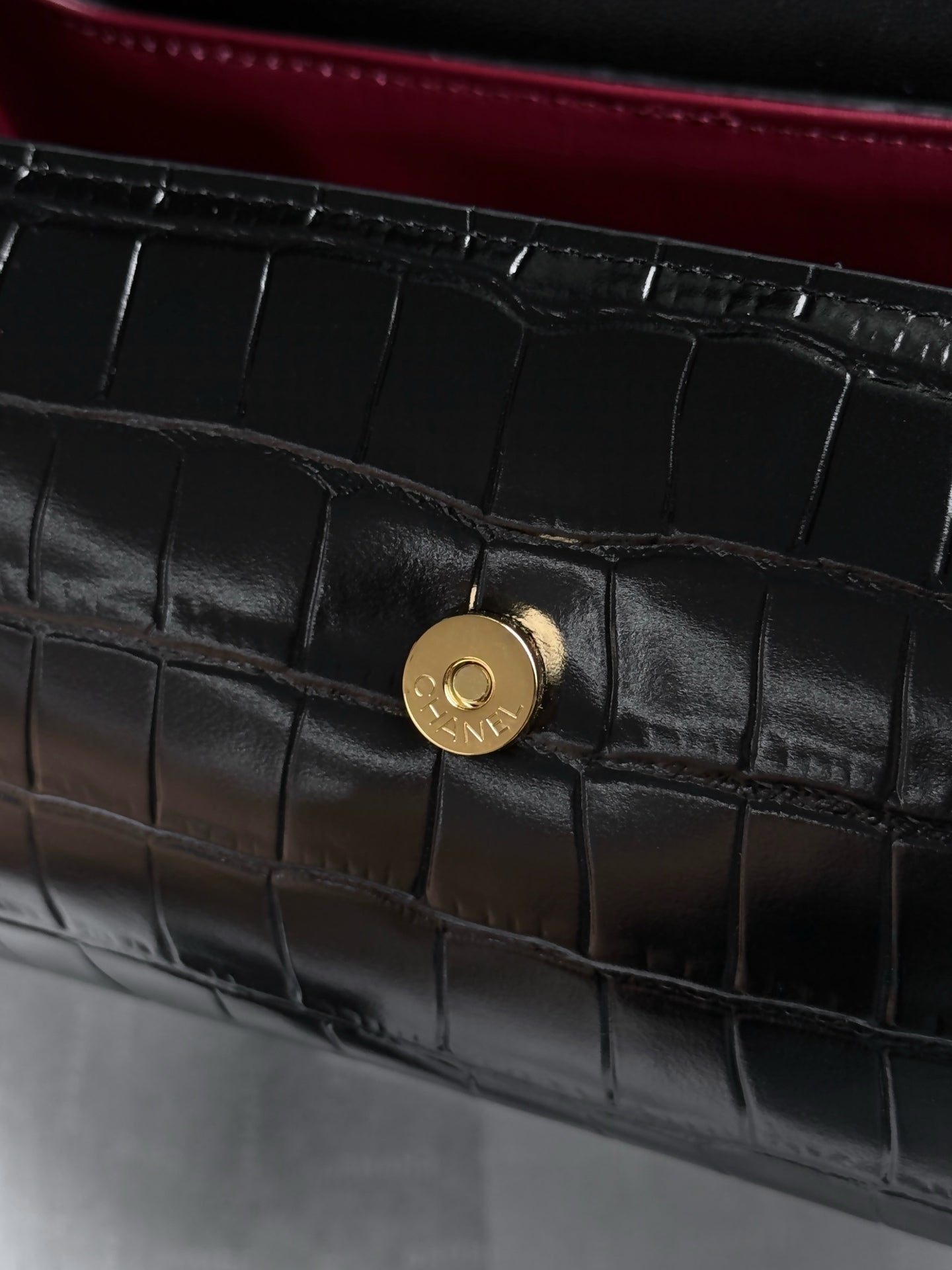 Chanel 2026 Crocodile Embossed Bowling Bag 23cm Calfskin