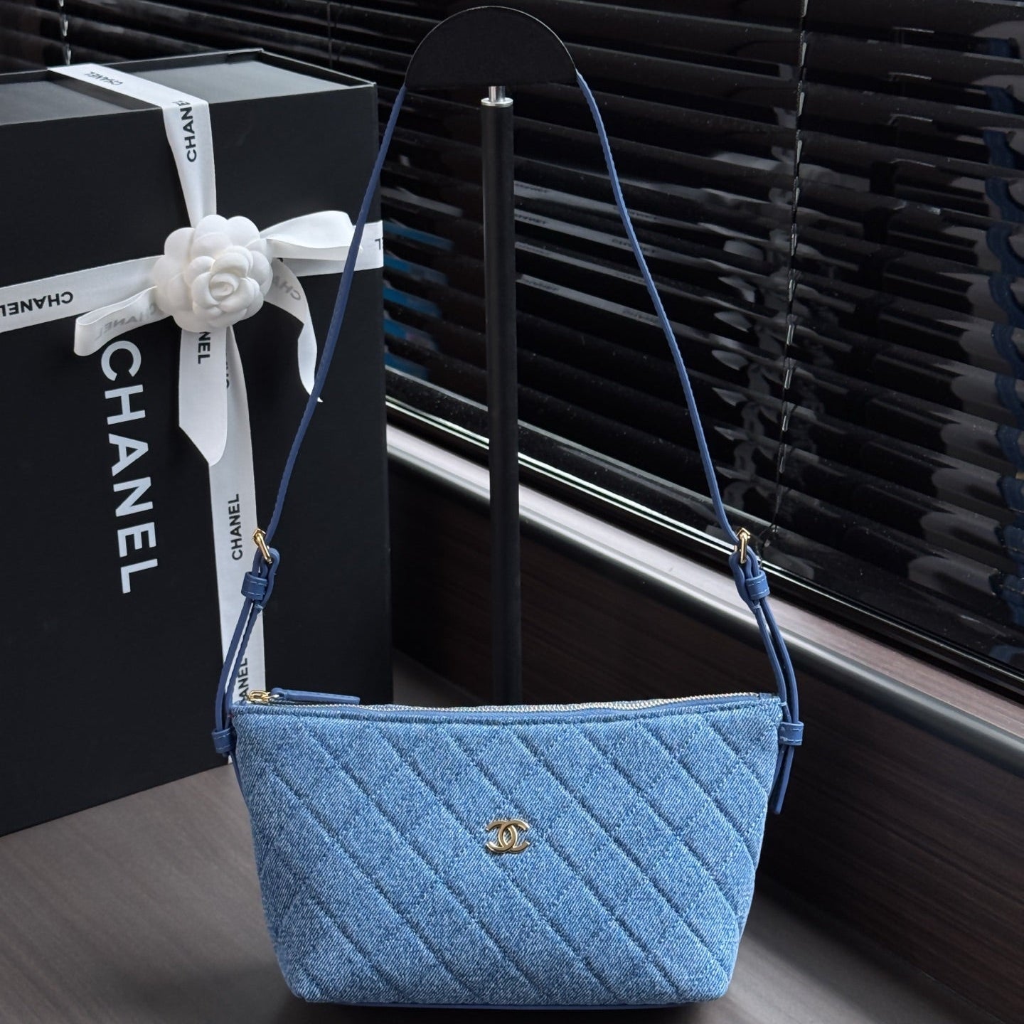 Chanel 2026 Clutch Bag 26cm Blue Denim Leather