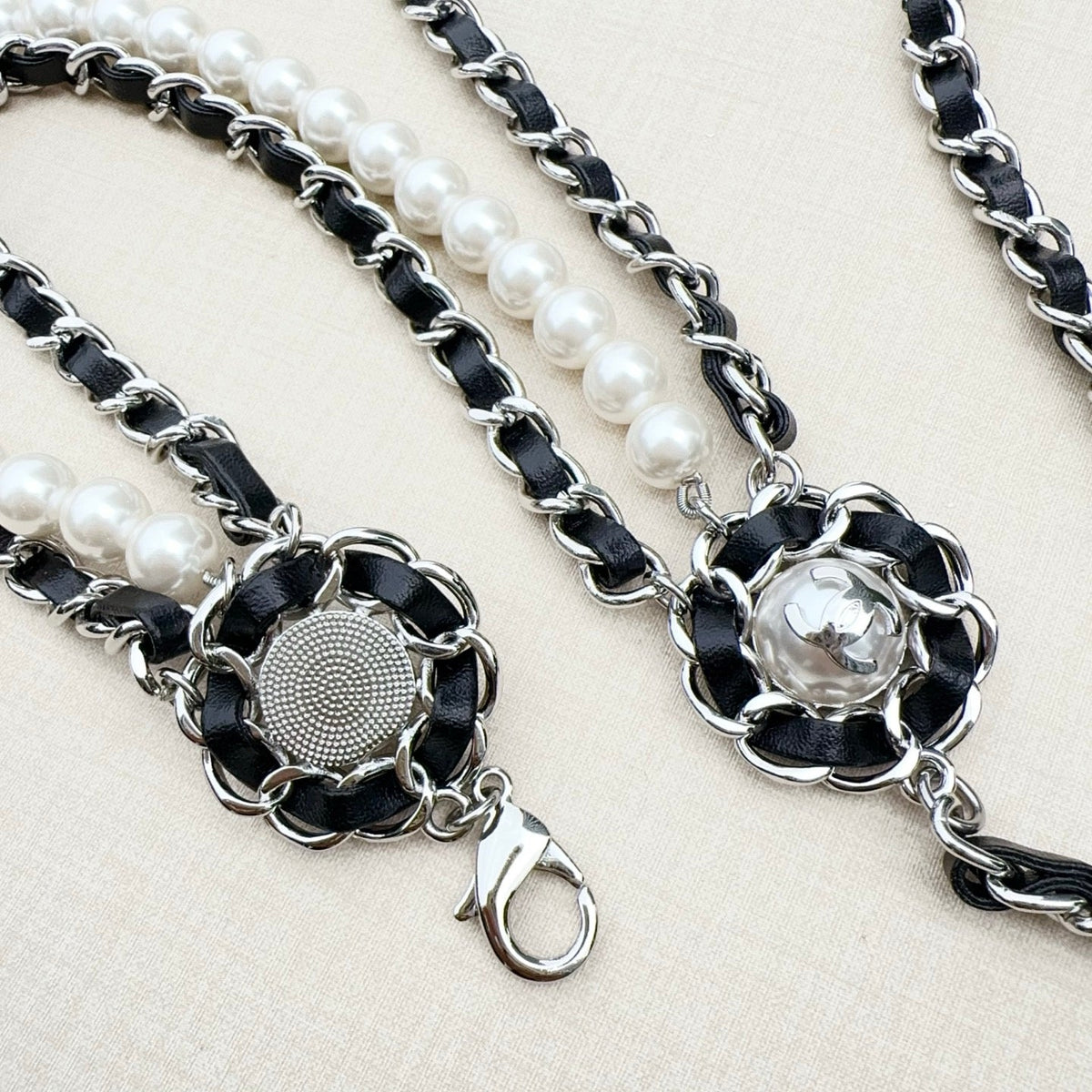 Chanel 2026 Interlaced Chain Pearl Layered Belt