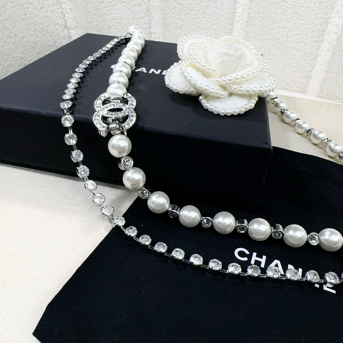 Chanel 2026 Pearl Rhinestone Chain Belt
