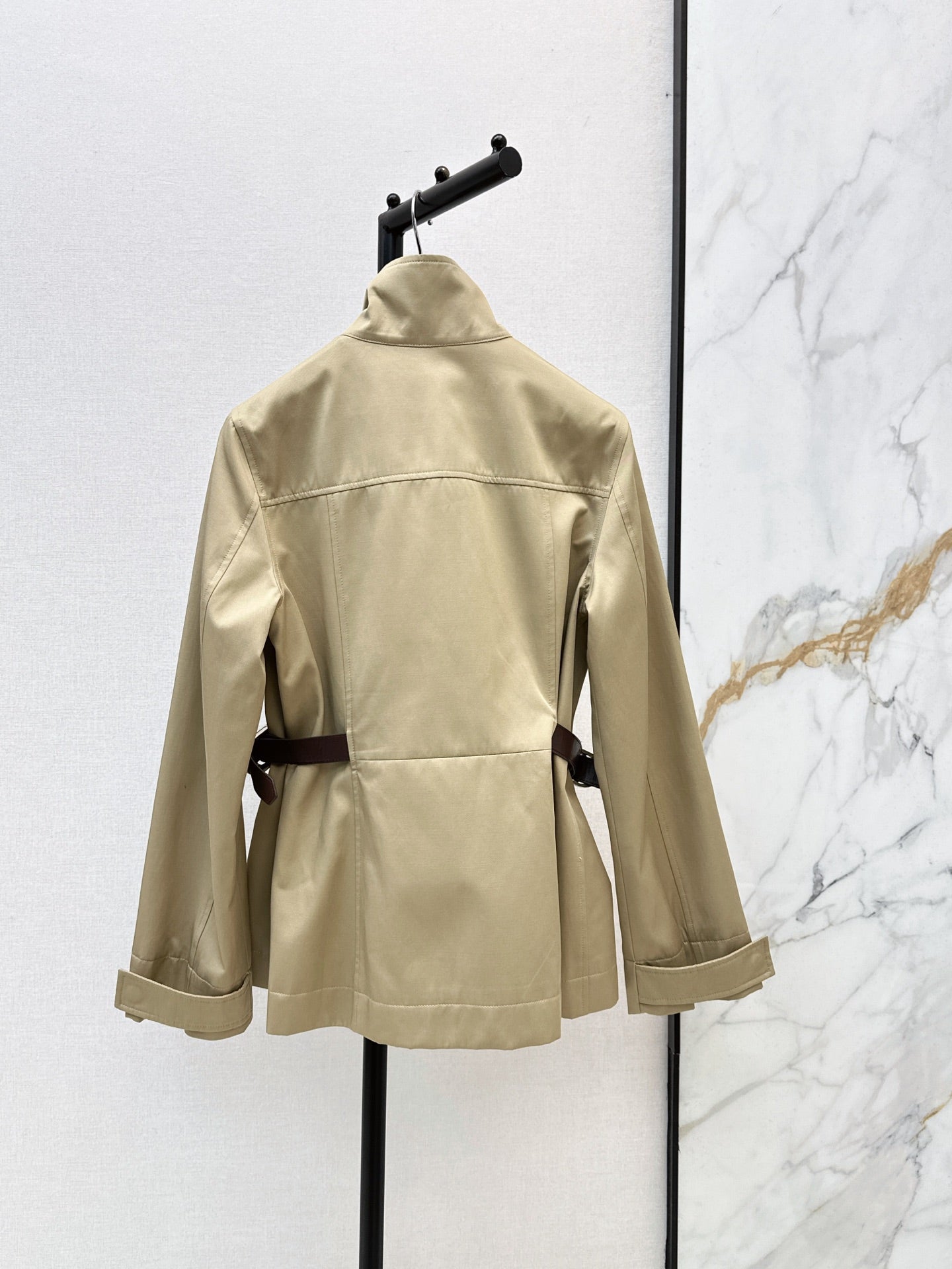 Dior 2026 Mid-Length Trench Coat with Double-Sided Leather Belt Cotton 776504