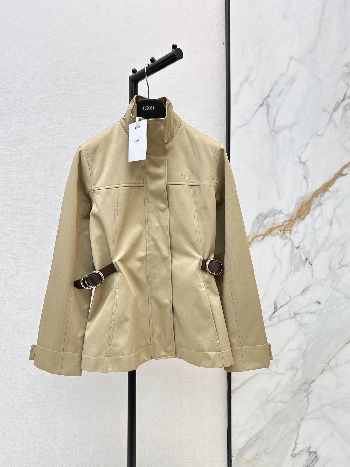 Dior 2026 Mid-Length Trench Coat with Double-Sided Leather Belt Cotton 776504