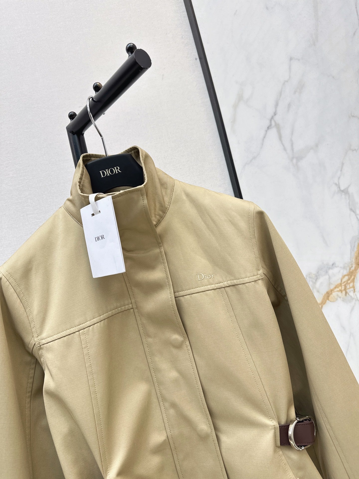 Dior 2026 Mid-Length Trench Coat with Double-Sided Leather Belt Cotton 776504